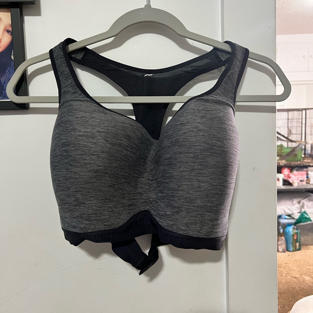 Gray and Black Women's Sports Bra